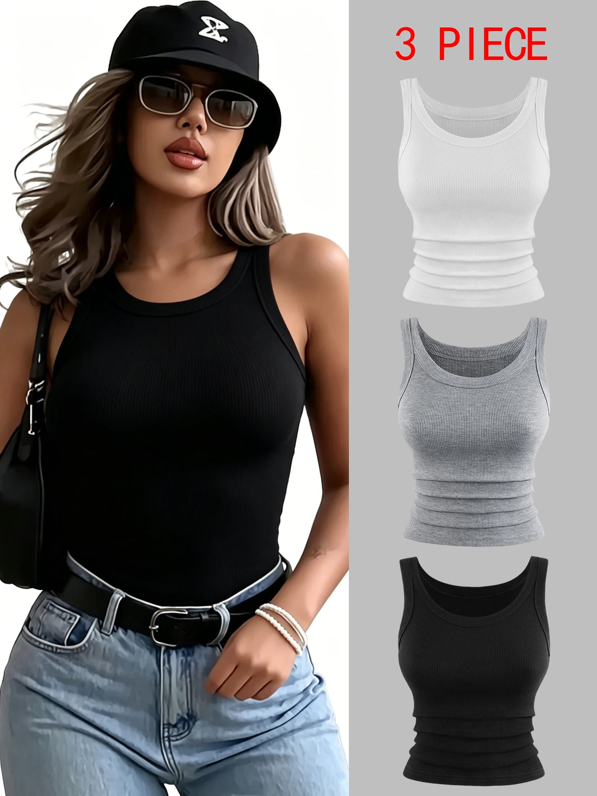 Y2K Ribbed Cotton Tank Tops Womens Summer Slim O-Neck Sleeveless Basic Soft Breathable Vest Sporty Jogging Wear Daily Undershirt