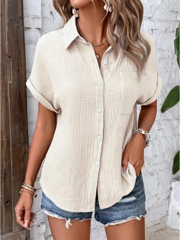 Crinkle Cotton Short Sleeve Shirt