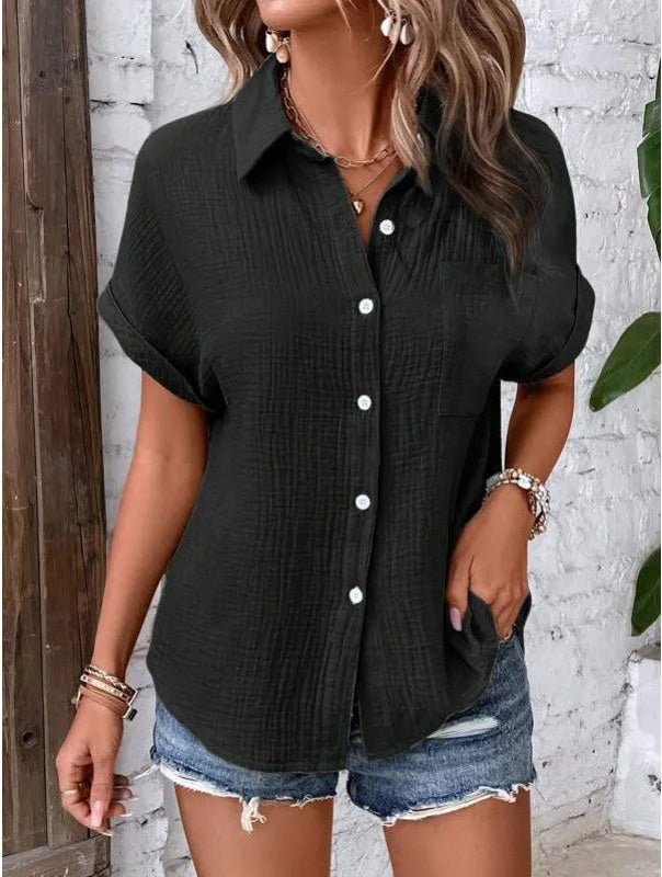 Crinkle Cotton Short Sleeve Shirt