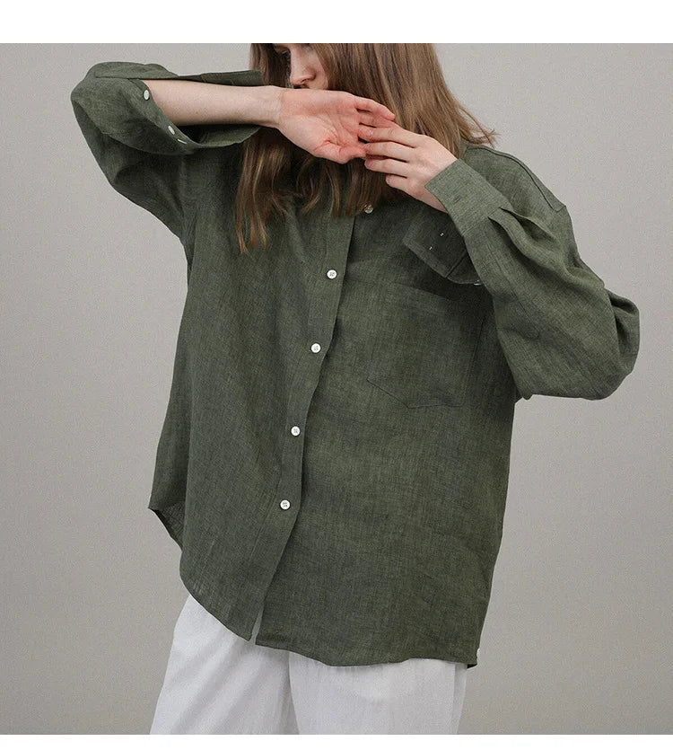 Oversized linen button down shirt