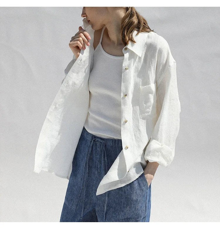 Oversized linen button down shirt