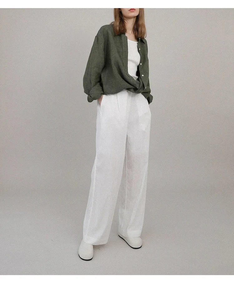 Oversized linen button down shirt