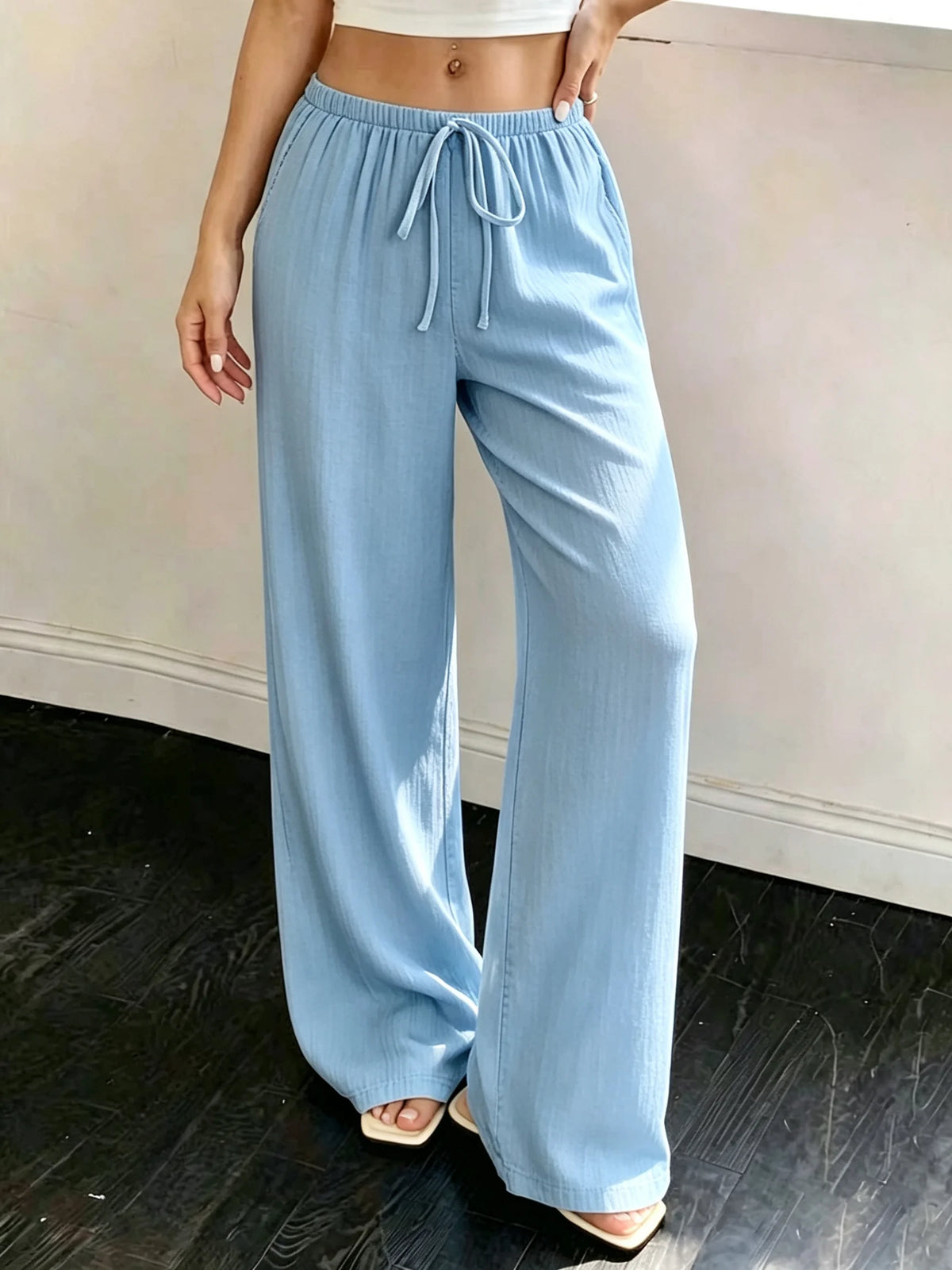 Elegant Women'S Casual Versatile Solid-Color Wide-Leg Pants