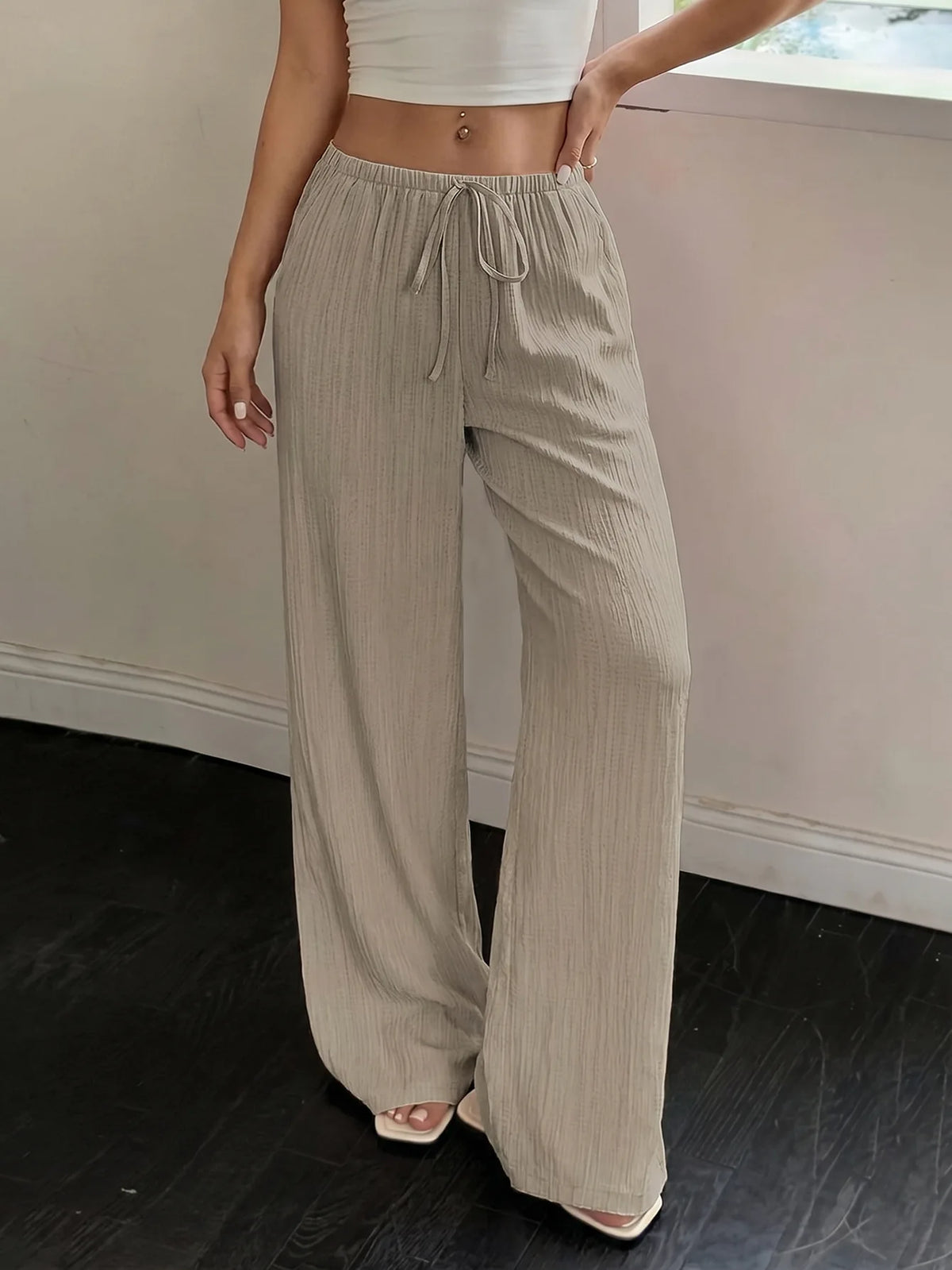 Elegant Women'S Casual Versatile Solid-Color Wide-Leg Pants