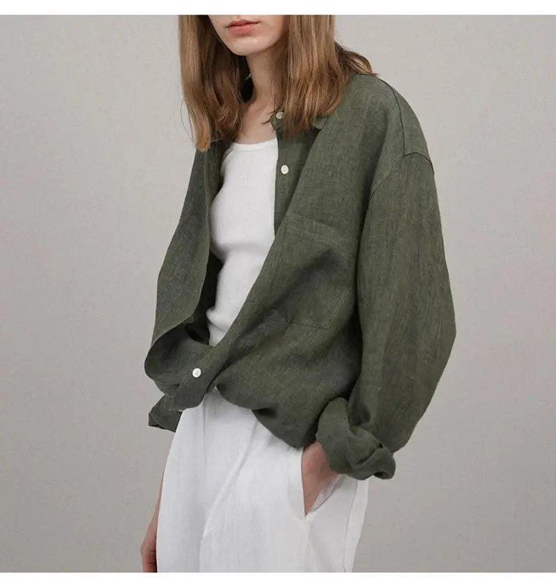 Oversized linen button down shirt