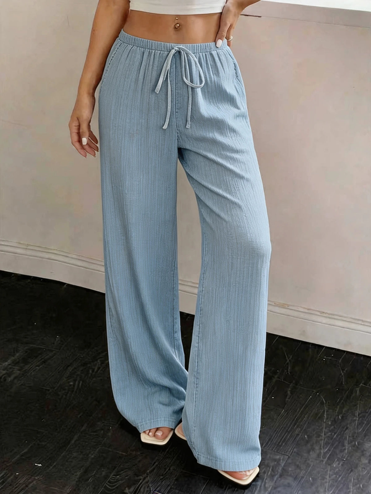 Elegant Women'S Casual Versatile Solid-Color Wide-Leg Pants