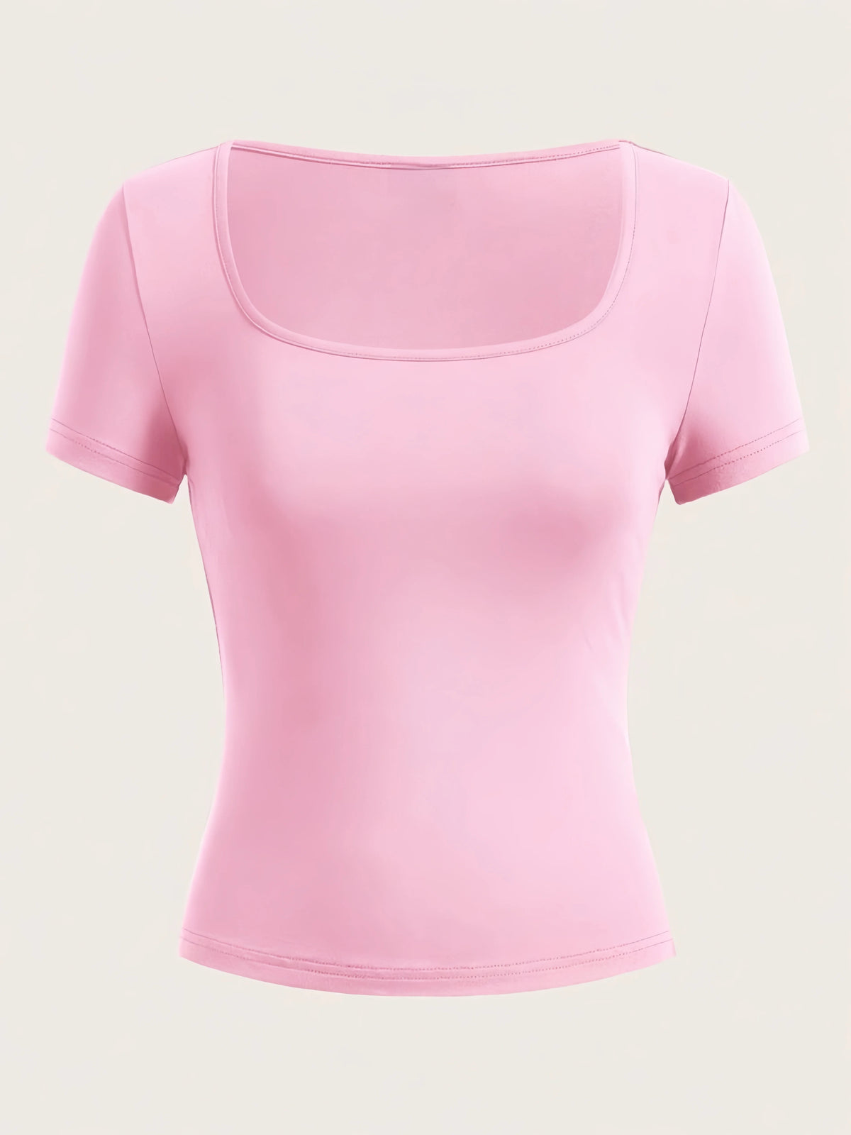 Vibrant Square Neck T-Shirt in Solid Color - Spring and Summer Classic Casual Short Sleeve T-Shirt - Everyday Casual