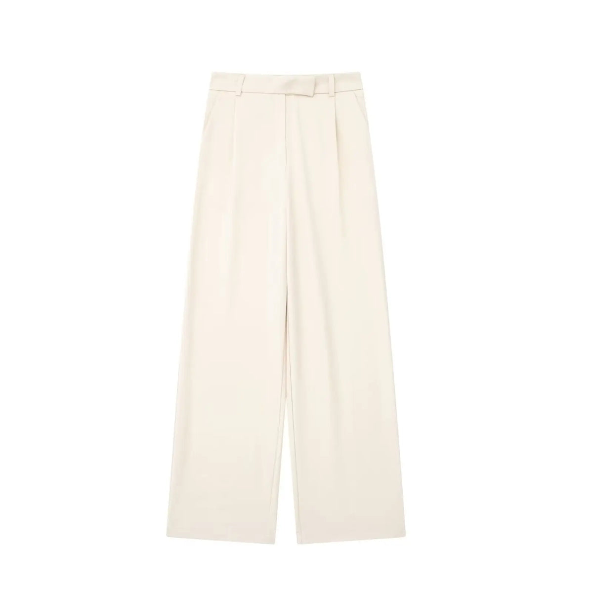 Women Fashion Solid Front Zipper Straight Pants Vintage High Waist Full Length Female Chic Lady Trousers