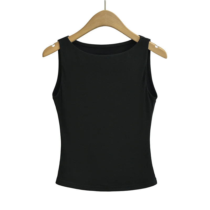 Women'S Double Layer Boat Neck Soft Slinky Tank Top Comfortable Stretchy Casual Sleeveless Top in Various Colors