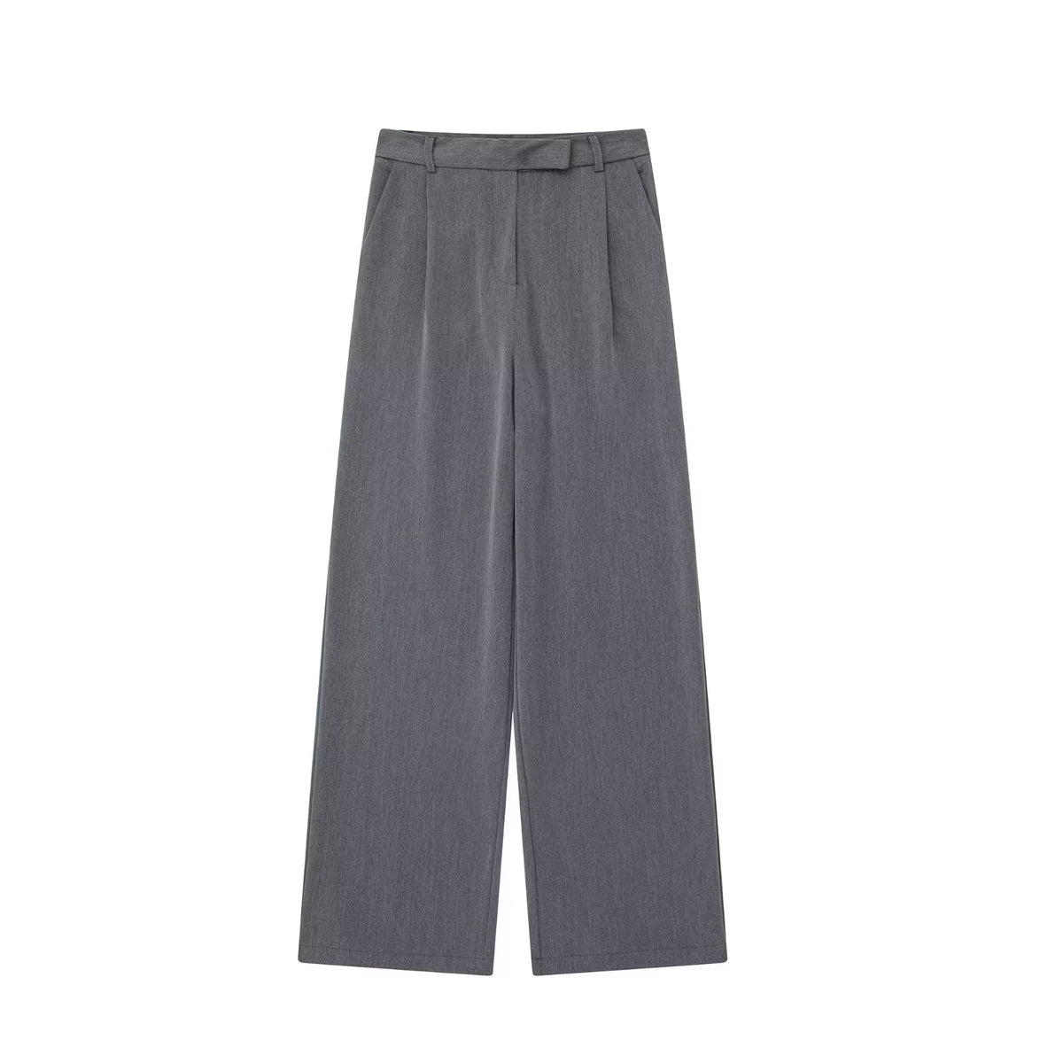 Women Fashion Solid Front Zipper Straight Pants Vintage High Waist Full Length Female Chic Lady Trousers