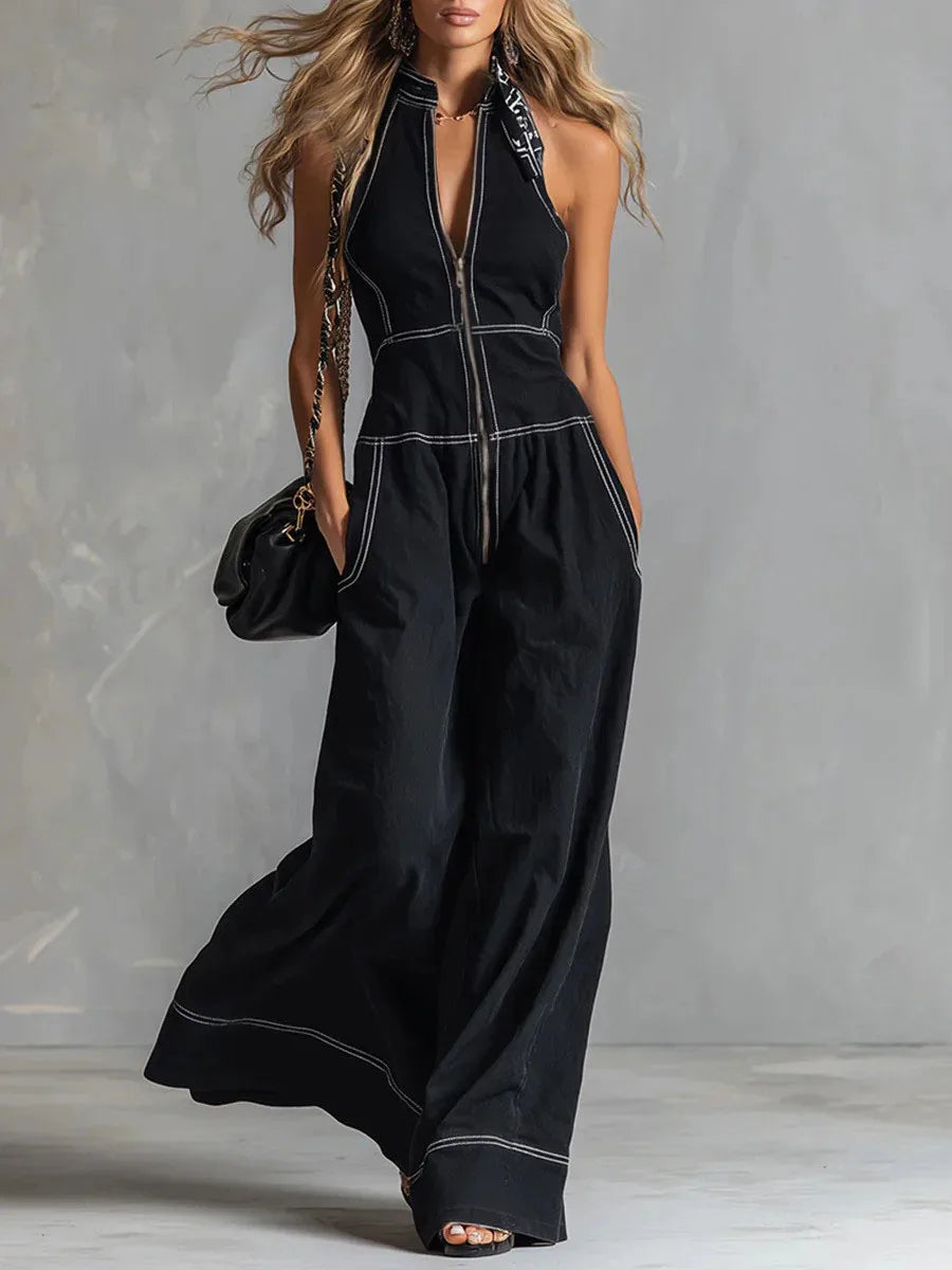 2026 New Women Stand Collar Sleeveless Jumpsuit Loose Casual Office Daily Wear Rompers